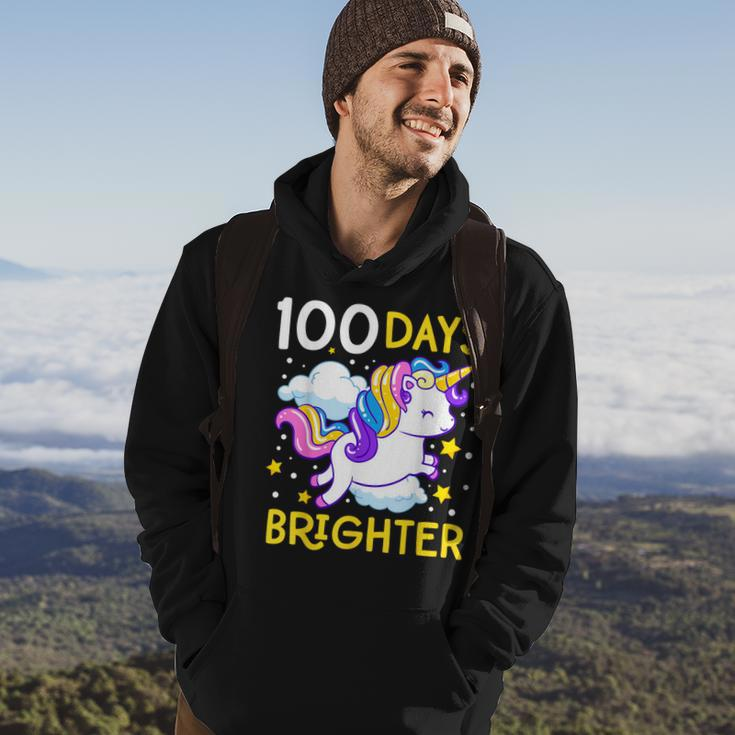 100Th Day Of School Unicorn 100 Days Brighter Kindergarten Hoodie Lifestyle