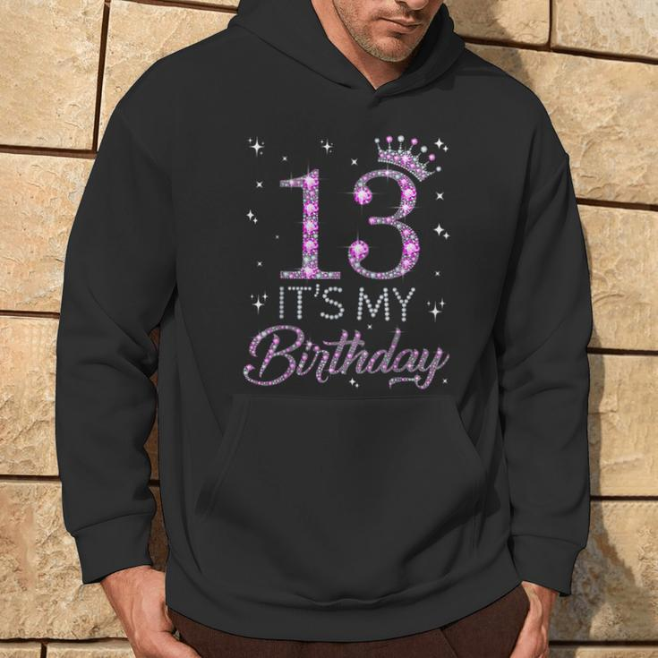 13 It's My Birthday Pink Crown Happy 13Th Birthday Girl Hoodie Lifestyle