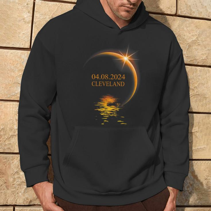 2024 Solar Eclipse Cleveland Ohio Usa Totality Hoodie Lifestyle