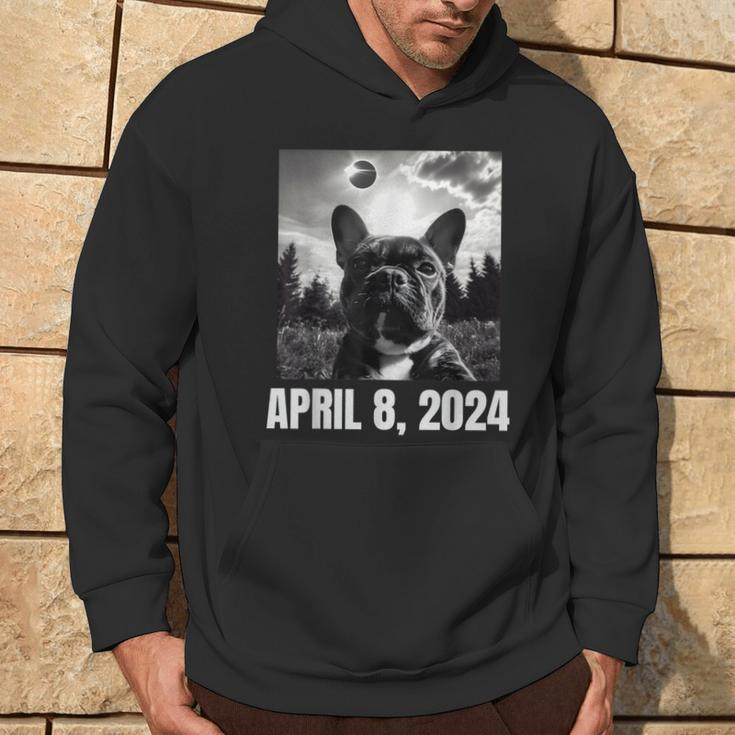 2024 Solar Eclipse French Bulldog Selfie Hoodie Lifestyle