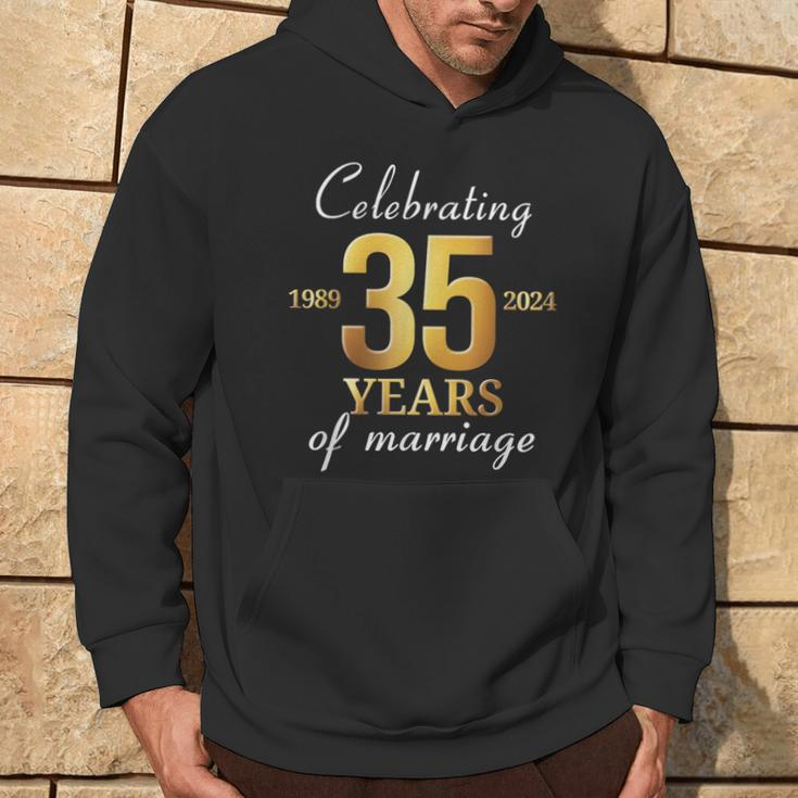 35 Years Of Marriage Est 1989 2024 35Th Wedding Anniversary Hoodie Lifestyle