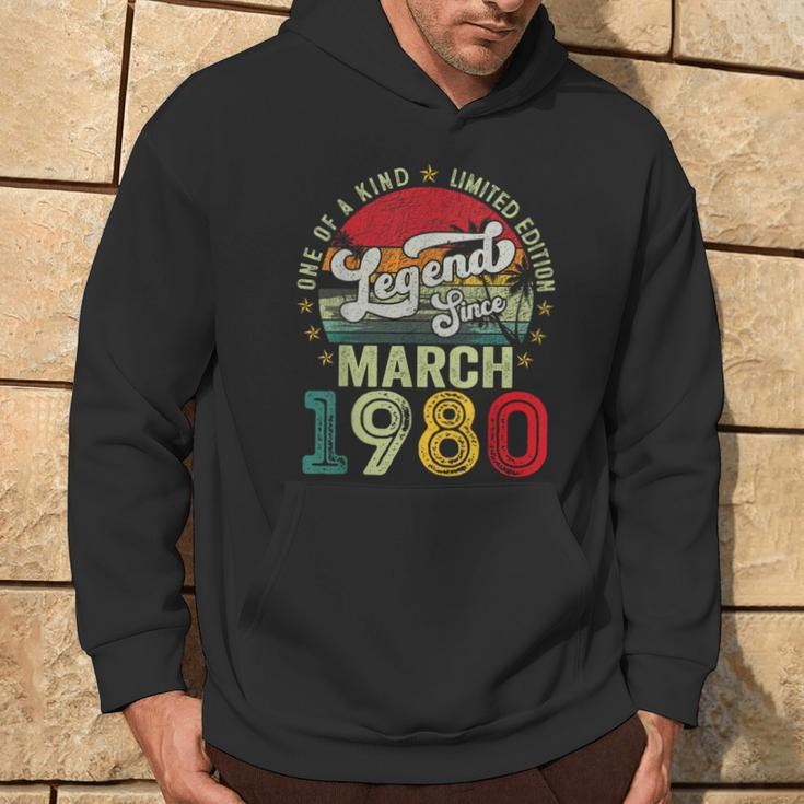 44 Years Old Legend Since March 1980 44Th Birthday Men Hoodie Lifestyle