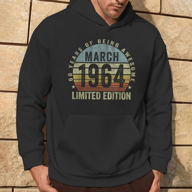 60 Years Old Vintage March 1964 60Th Birthday Retro Hoodie Lifestyle