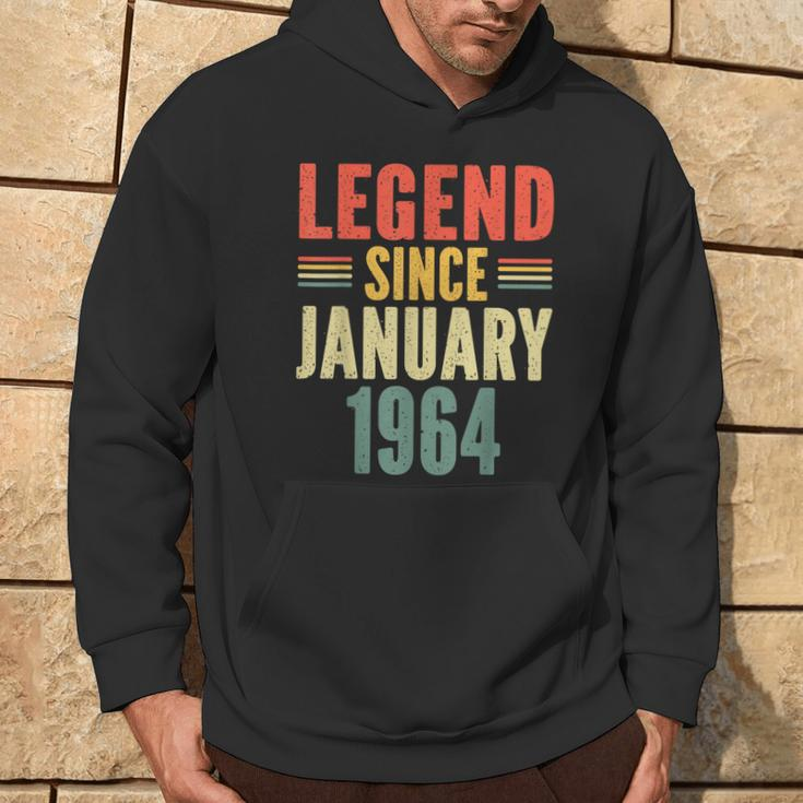 60Th Birthday Legend Since January 1964 60 Years Old Vintage Hoodie Lifestyle