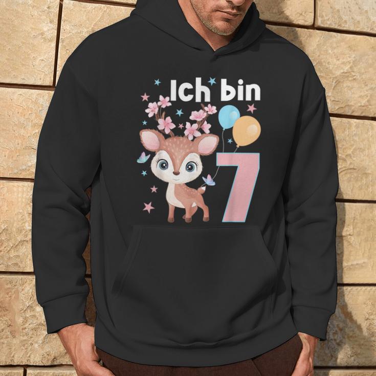 7 Jahre Alt Ich Bin 7 Hirsch Deer 7Th Birthday Black Hoodie Lebensstil