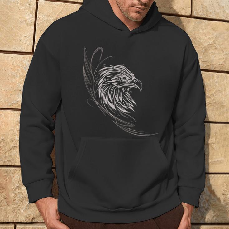 Adler Mit Fineline Tribal Adlerkopf Tattoo Für Animal Lover Kapuzenpullover Lebensstil