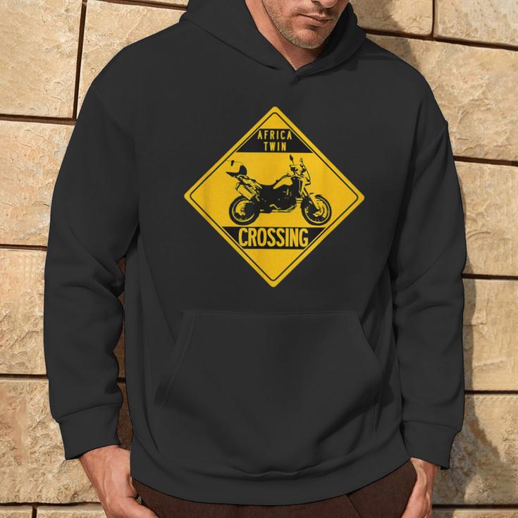 Africa Twin Crossing Hoodie für Motorradfans, Schwarzes Design Lebensstil