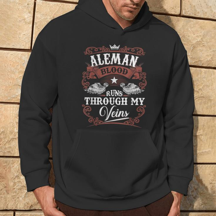 Aleman Blood Runs Through My Veins Vintage Family Name Hoodie Lifestyle