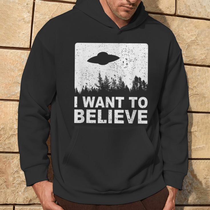 Alien Ufo Hunter Fun Alien Spaceship I Want To Believe Hoodie Lifestyle