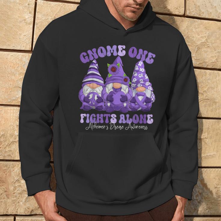 Alzheimer's Disease Awareness Month Purple Ribbon Gnomies Hoodie Lifestyle