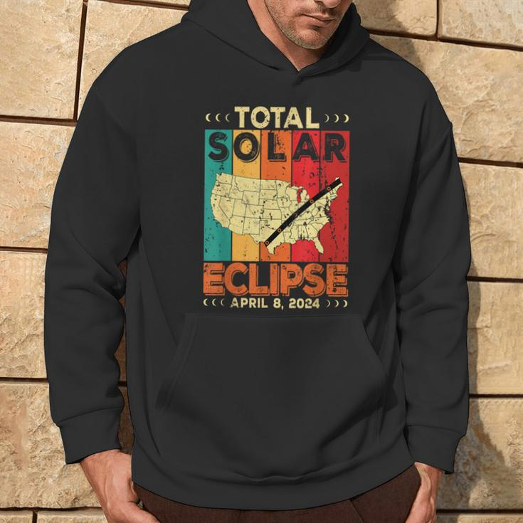 America 2024 Total Solar Eclipse Solar Eclipse Retro Vintage Hoodie Lifestyle