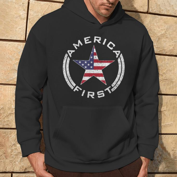 America First Usa Flag American Star Roundel Patriot Hoodie Lifestyle