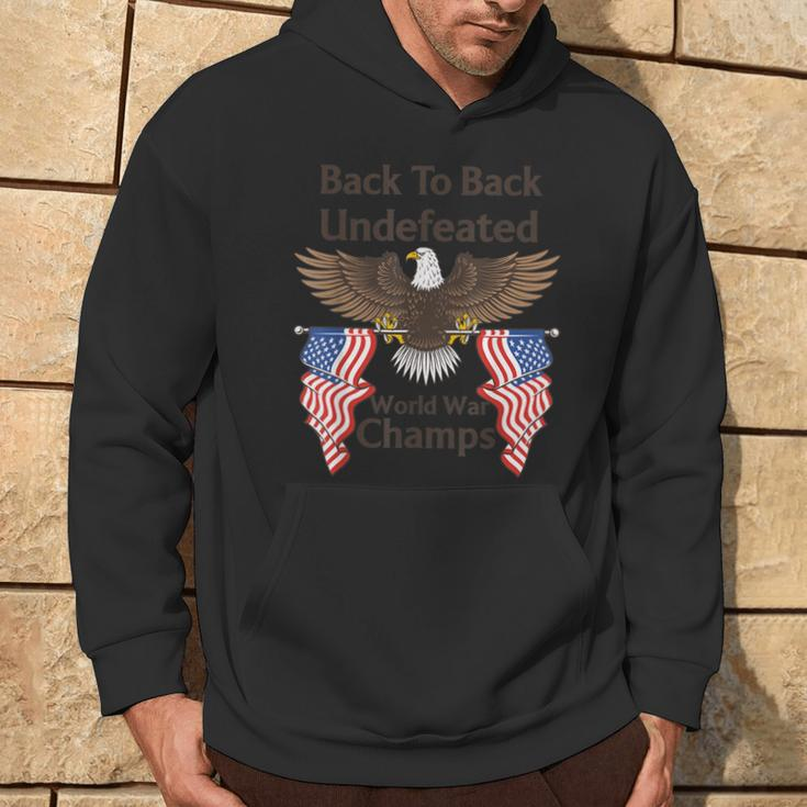 American Eagle Flag Back-To-Back-Undefeated-World-War-Champs Hoodie Lifestyle