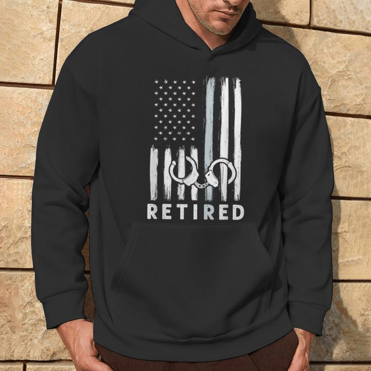 American Flag Thin Silver Line Retired Correction Officer Hoodie Lifestyle