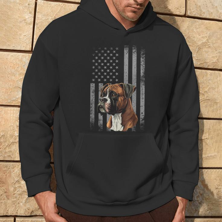 American Flag Usa Patriot Boxer Dog Dad Hoodie Lifestyle