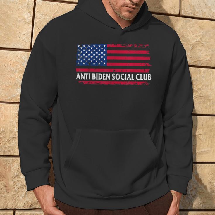 Anti Biden Social Club American Flag Retro Vintage Hoodie Lifestyle