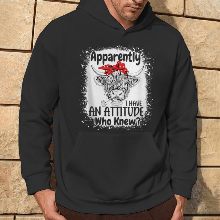 Apparently I Have An Attitude Who Knew Bleached Highland Cow Hoodie Lifestyle