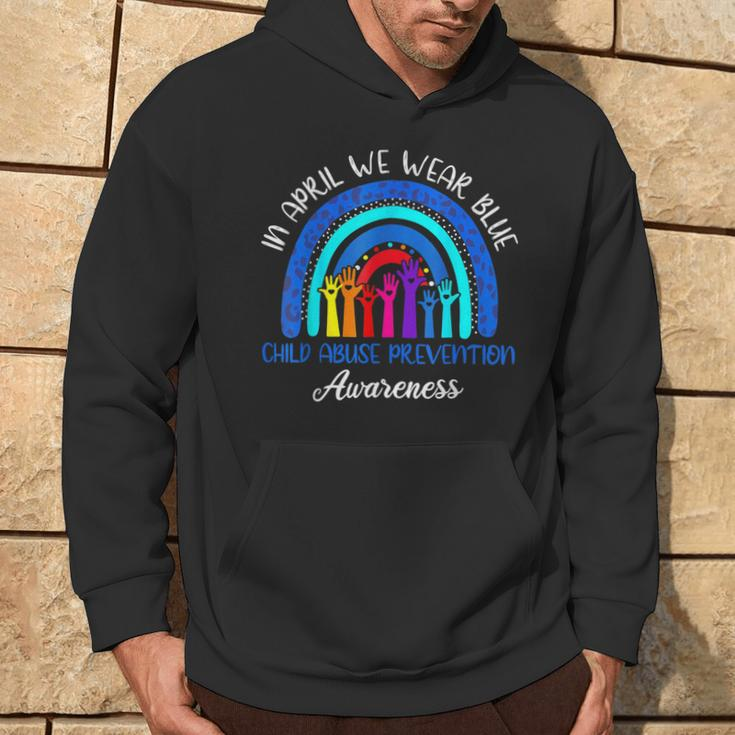 In April We Wear Blue Child Abuse Awareness Rainbow Hoodie Lifestyle