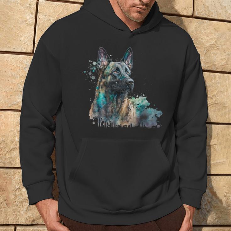 Aquarell Splash Dutchie Hollandse Herder Dutch Shepherd Kapuzenpullover Lebensstil