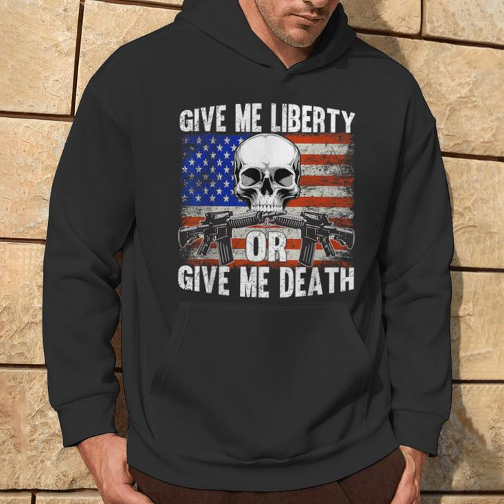 Ar-15 Give Me Liberty Or Give Me Death Skull Ar15 Rifle Hoodie Lifestyle