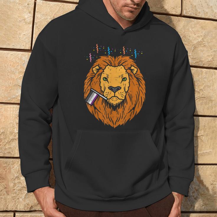 Asexual Flag Lion Lgbt Pride Month Ace Pride Stuff Animal Hoodie Lifestyle