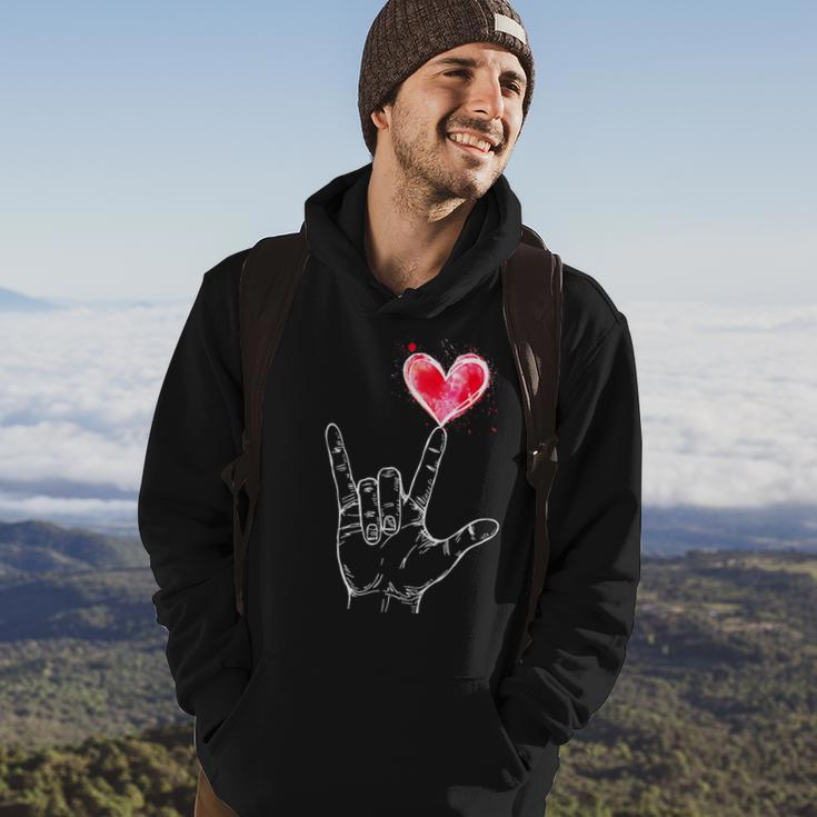 Asl I Love You Hand Sign Language Heart Valentine's Day Hoodie Lifestyle