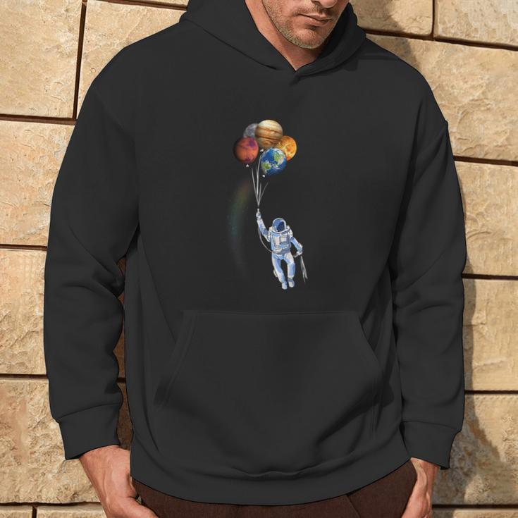 Astronaut Space Spaceman Holding Planet Balloon Hoodie Lifestyle