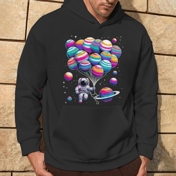 Astronaut Holding Planet Balloons Stem Science Hoodie Lifestyle