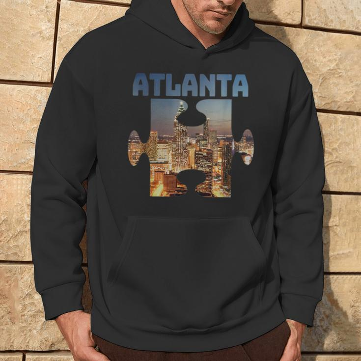Atlanta Georgia City Skyline Souvenir Puzzle Piece Hoodie Lifestyle