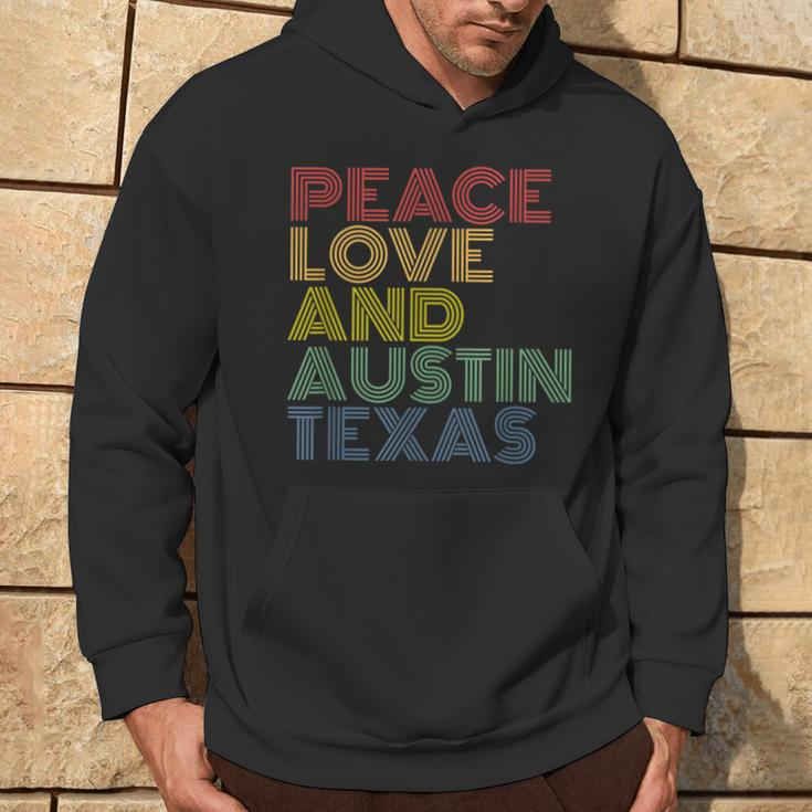 Austin Texas Peace Love Hoodie Lifestyle