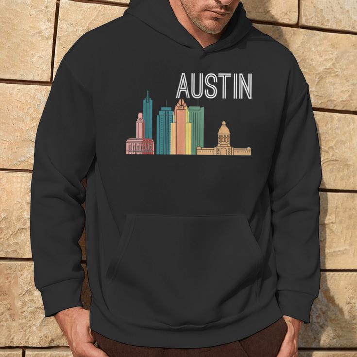 Austin Texas Skyline Souvenir Retro Austin Tx Hoodie Lifestyle