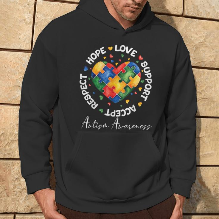 Autism Awareness Love Heart Puzzle Pieces Hoodie Lifestyle