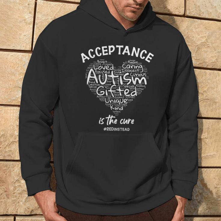 Autism Awareness Wear Red Instead Autism Heart Redinstead Hoodie Lifestyle