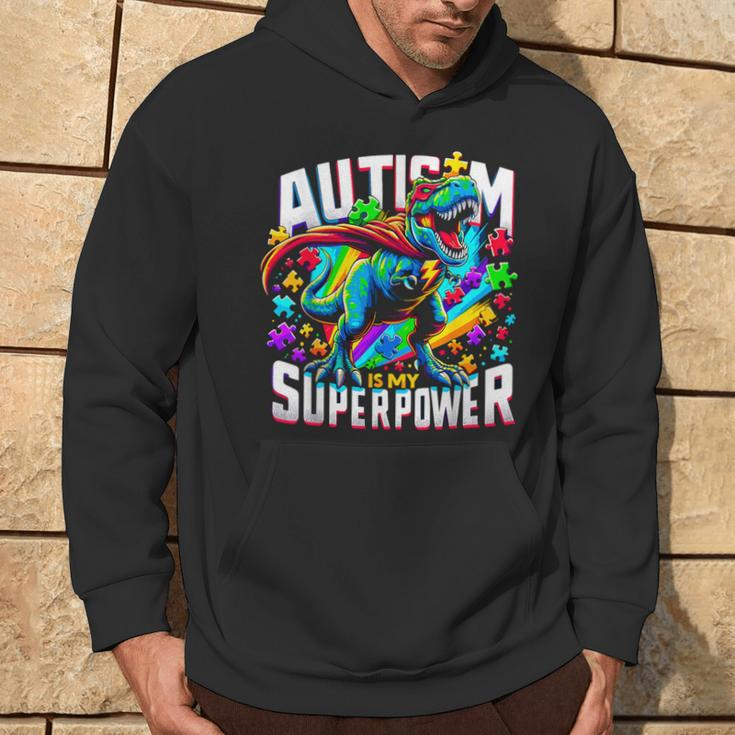 Autism Is My Superpower Autism Awareness T-Rex Hoodie Lifestyle