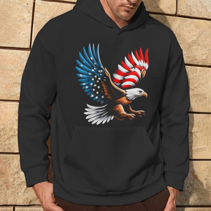Bald Eagle & Patriotic American Flag 4Th Of July Hoodie Lifestyle