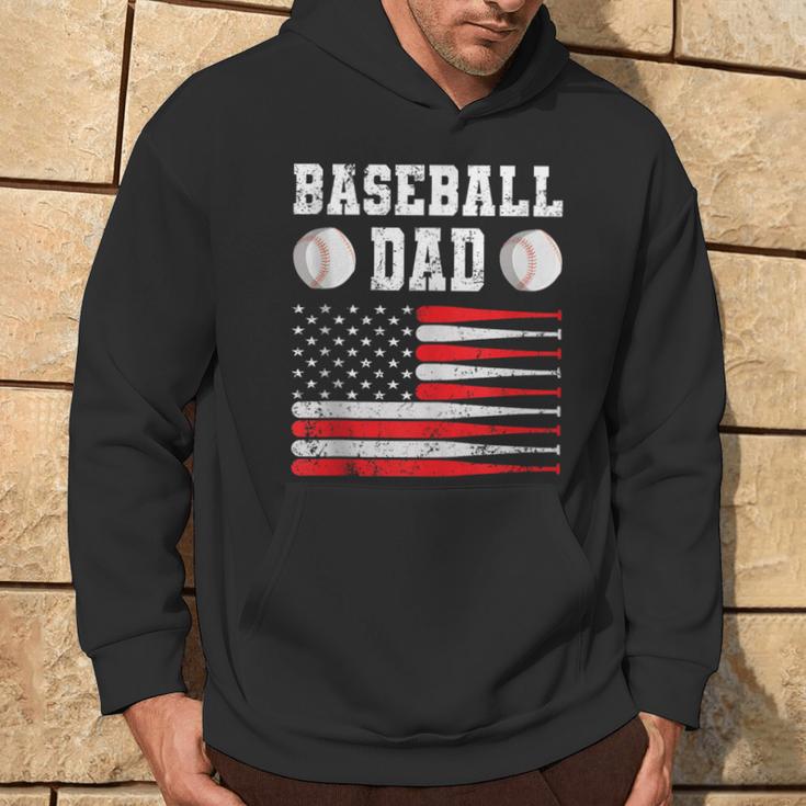 Baseball Schlagbohrer Ausrüstung Papa Usa Flagge Softball Kapuzenpullover Lebensstil