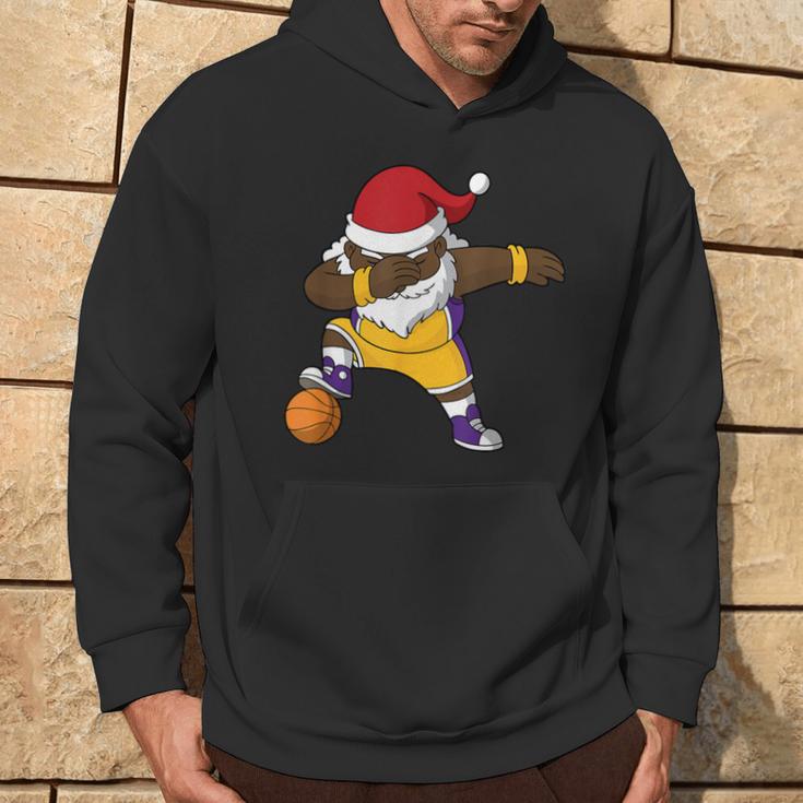 Basketball Black Dabbing Santa Claus African American Hoodie Lifestyle