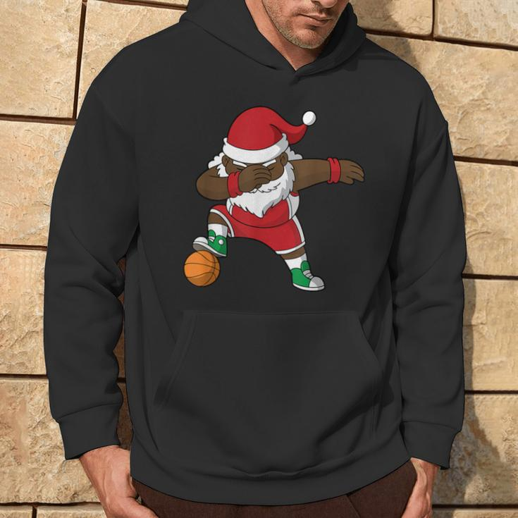Basketball Dabbing Black African American Santa Claus Hoodie Lifestyle