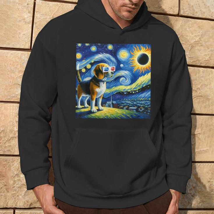 Beagle Dog Solar Eclipse Glasses 2024 Van Gogh Starry Night Hoodie Lifestyle