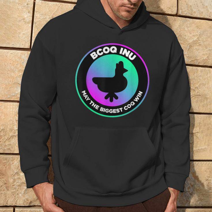Beautiful Black Coq Inu Silhouette Cryptocurrency Hoodie Lifestyle