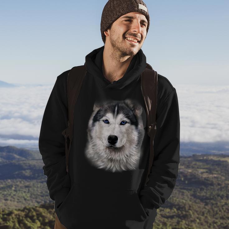 Beautiful Siberian Husky Dog Face Hoodie Lifestyle