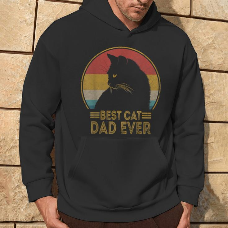 Best Cat Dad Ever Retro Sunset Daddy Cat Father's Day Hoodie Lifestyle