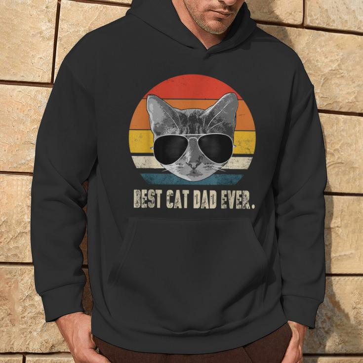 Best Cat Dad Ever Vintage Retro Cat Daddy Cat Father Hoodie Lifestyle