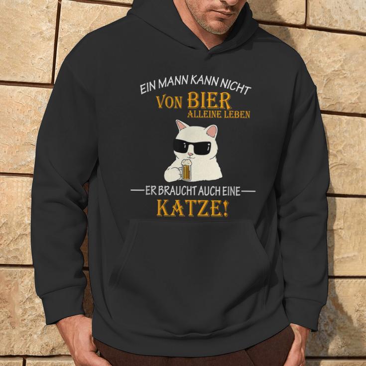 Bier Und Coole Katzen Lustiger Spruch Katzenbesitzer Papa Kapuzenpullover Lebensstil