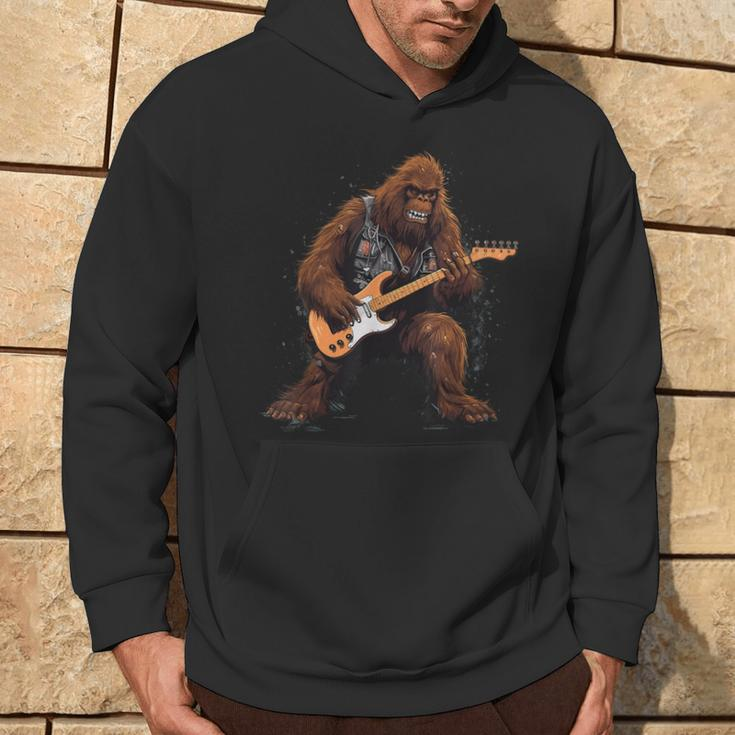 Bigfoot Playing Electric Guitar Rock Music Band Sasquatch Hoodie Lifestyle