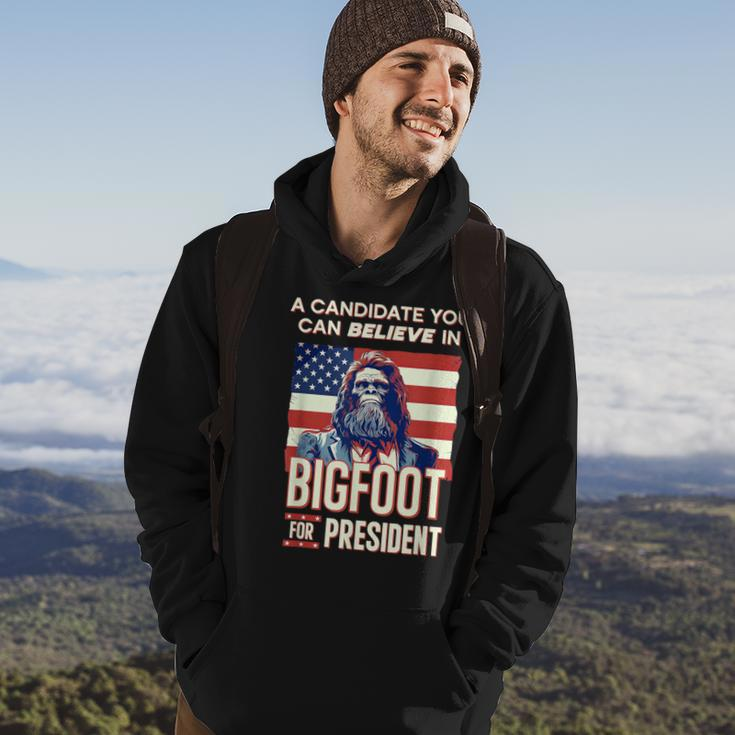 Bigfoot For President Believe Vote Elect Sasquatch Candidate Hoodie Lifestyle