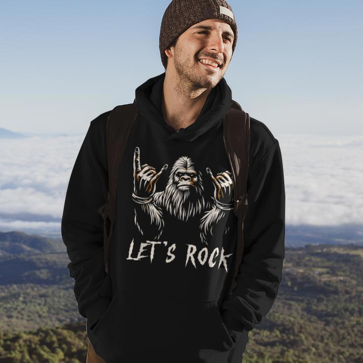Bigfoot Rock On Sasquatch Rock And Roll Let's Rock Hoodie Lifestyle