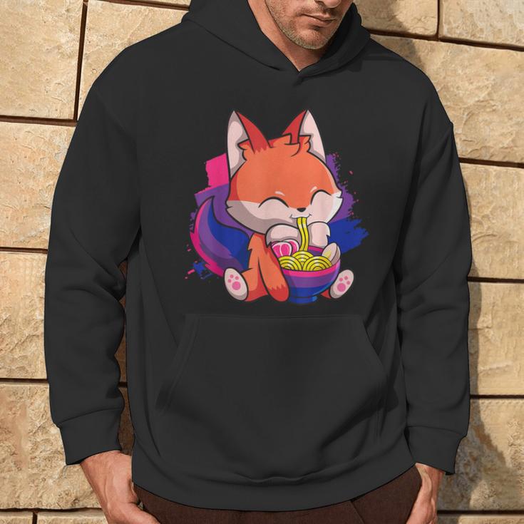 Bisexual Pride Bi Kawaii Fox Ramen Noodles Bisexual Flag Hoodie Lifestyle