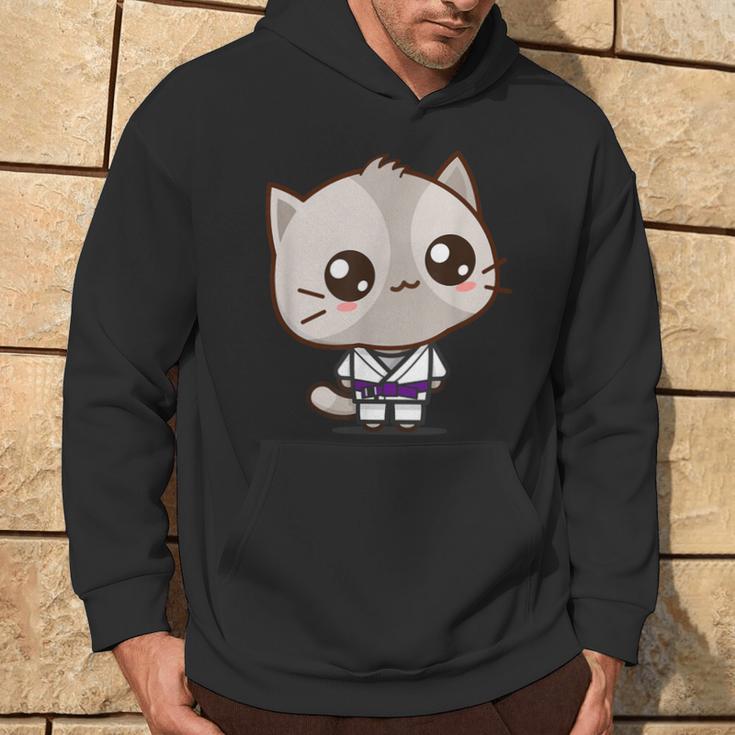 Bjj Brazilian Jiu Jitsu Purple Belt Kawaii Cat Hoodie Lifestyle