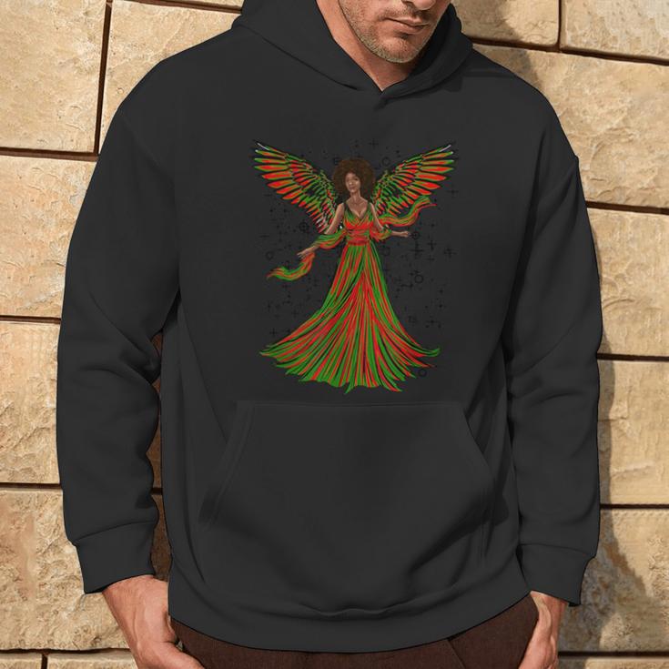 Black Christmas Angel Afro Pan Flag Holiday African Angels Hoodie Lifestyle